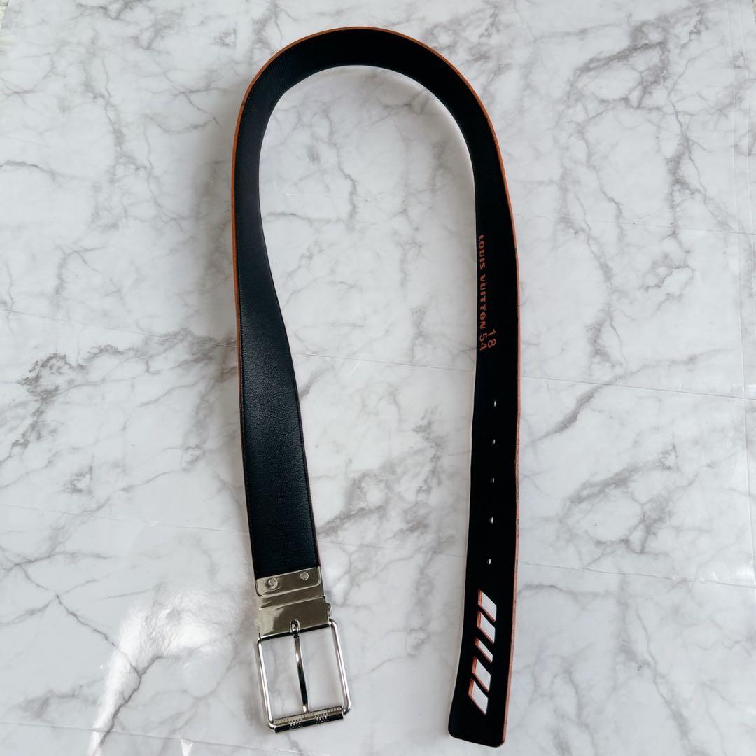 美品✨ルイヴィトン　ベルト　サンチュール　ダミエ　コバルト　レザー　最高級