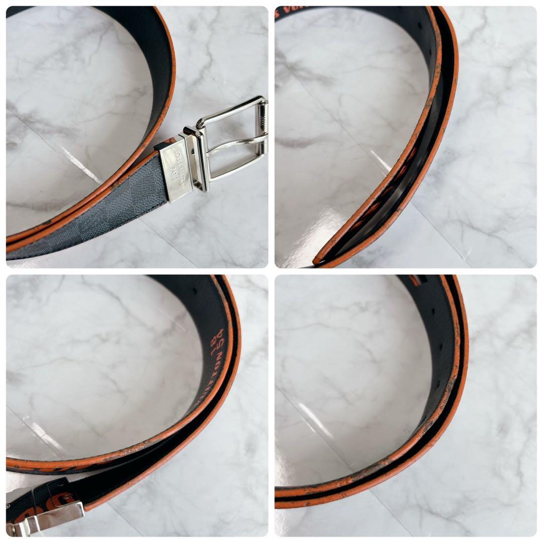 美品✨ルイヴィトン　ベルト　サンチュール　ダミエ　コバルト　レザー　最高級