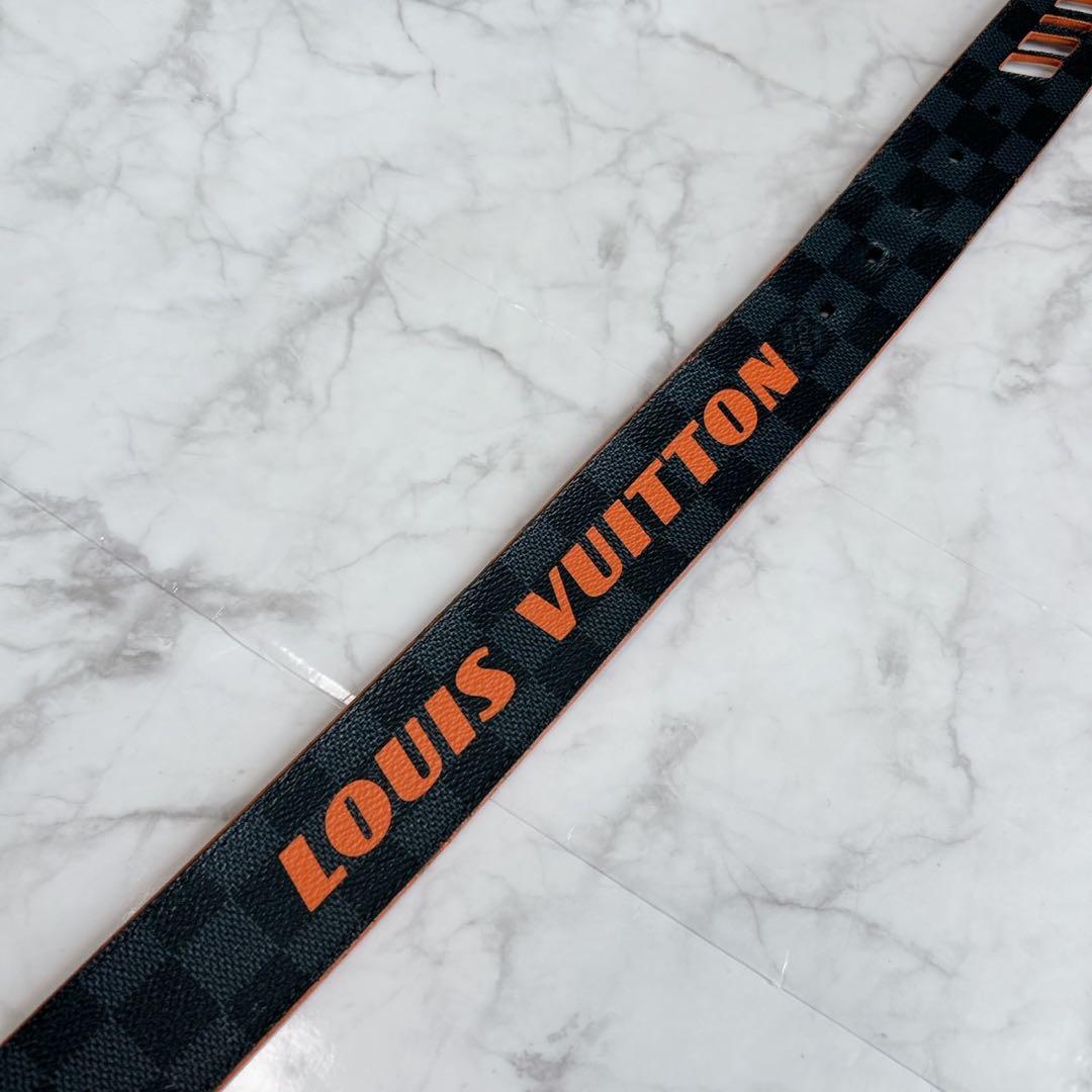 美品✨ルイヴィトン　ベルト　サンチュール　ダミエ　コバルト　レザー　最高級