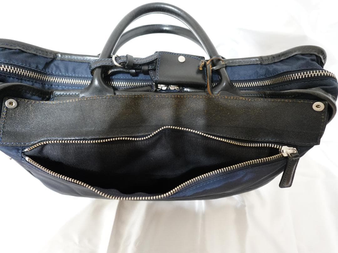フェリージ Felisi ２wayビジネスバッグ ネイビー 本革・ナイロン