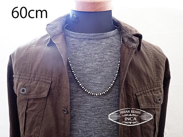 ナバホパール ビーズネックレス ロンデルミックスタイプ シルバー925