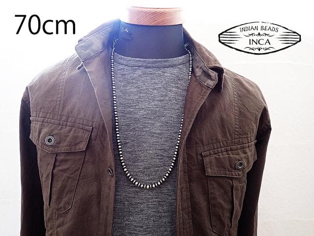 ナバホパール ビーズネックレス ロンデルミックスタイプ シルバー925