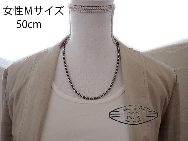 ナバホパール ビーズネックレス ロンデルミックスタイプ シルバー925