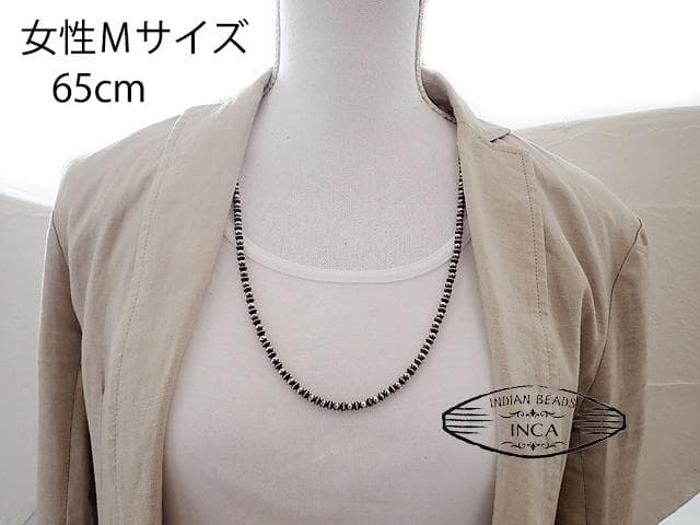 ナバホパール ビーズネックレス ロンデルミックスタイプ シルバー925