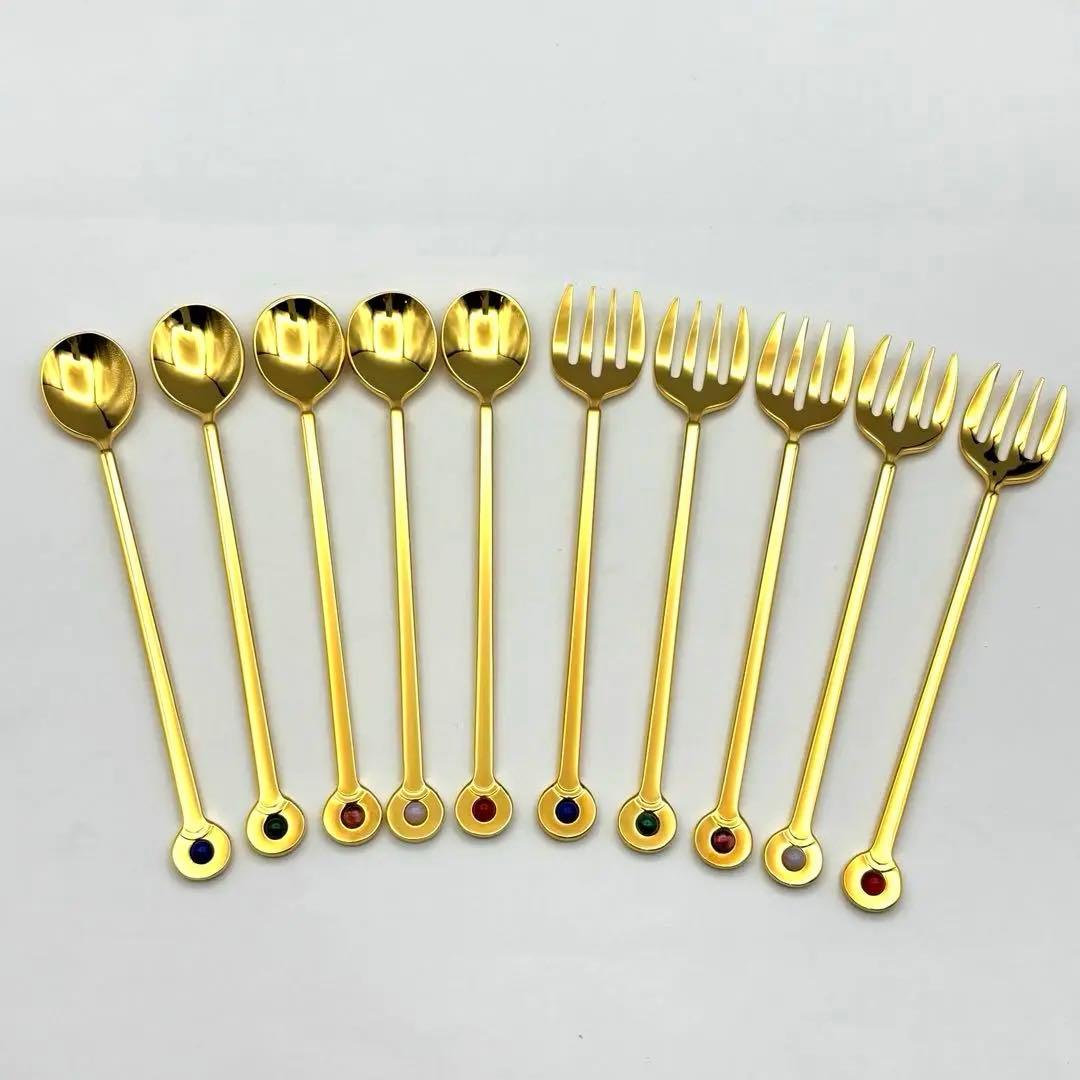 MIKIMOTO ミキモト 半貴石カトラリー スプーン フォーク 10本セット