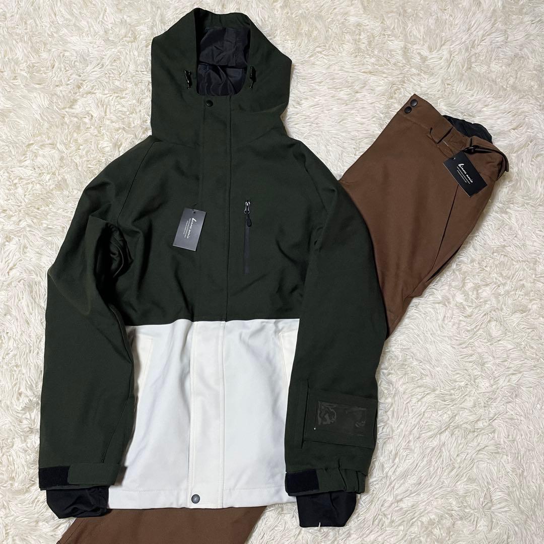 【りす】スノボウェア 上下セット カーキ ブラウン スノーボード