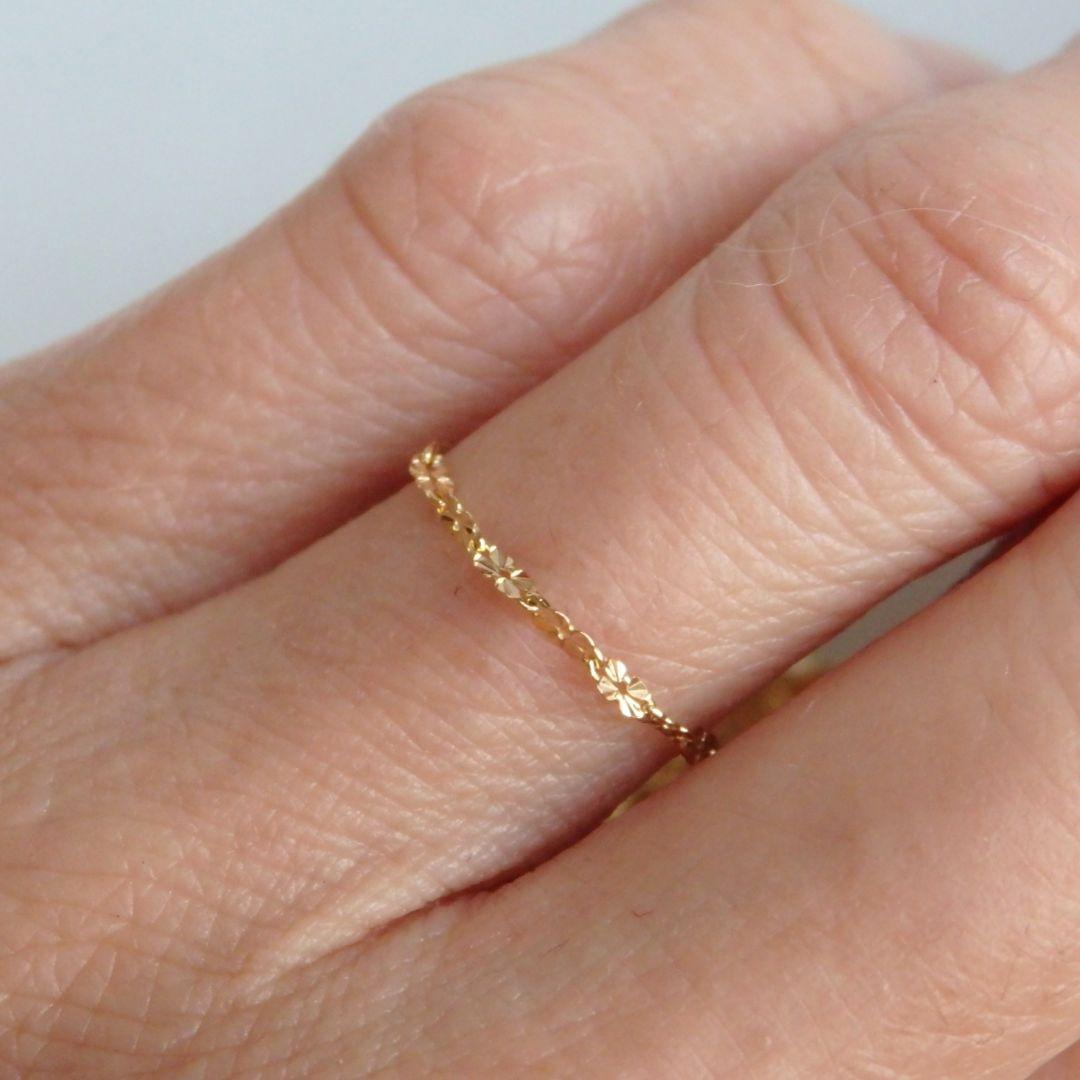 ひめばー　k18リング　チェーンリング　クローバーチェーン　つけっぱなし