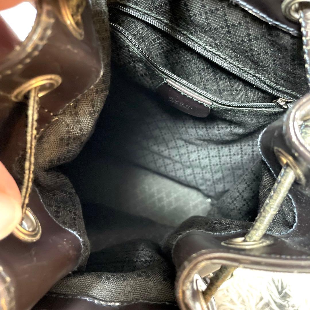 GUCCI バンブー ボディバッグ ワンショルダー 巾着 エナメル ナイロン