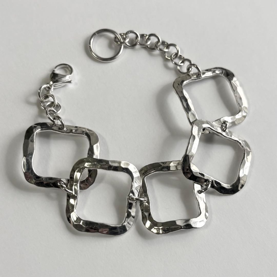 メキシコ製 ヴィンテージ ハンマーテクスチャーリンクブレスレット シルバー925