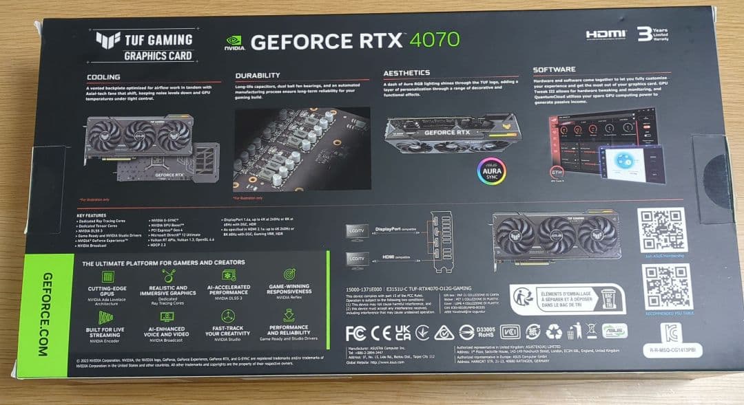 グラフィックボード・グラボ・ビデオカード ASUS GeForce RTX4070 TUF Gaming