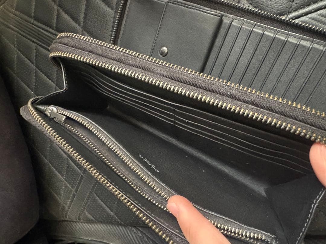 （美品】コーチ型押しトラベルオーガナイザー ダブルジップ セカンドバッグ