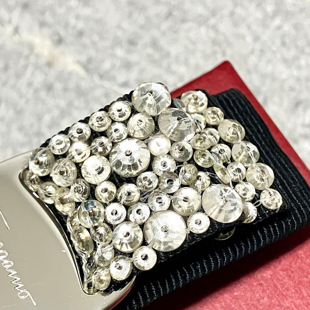 フェラガモ［バレッタ］ヴァラ　ラインストーン　ヘアバンド　ブラック　箱付き