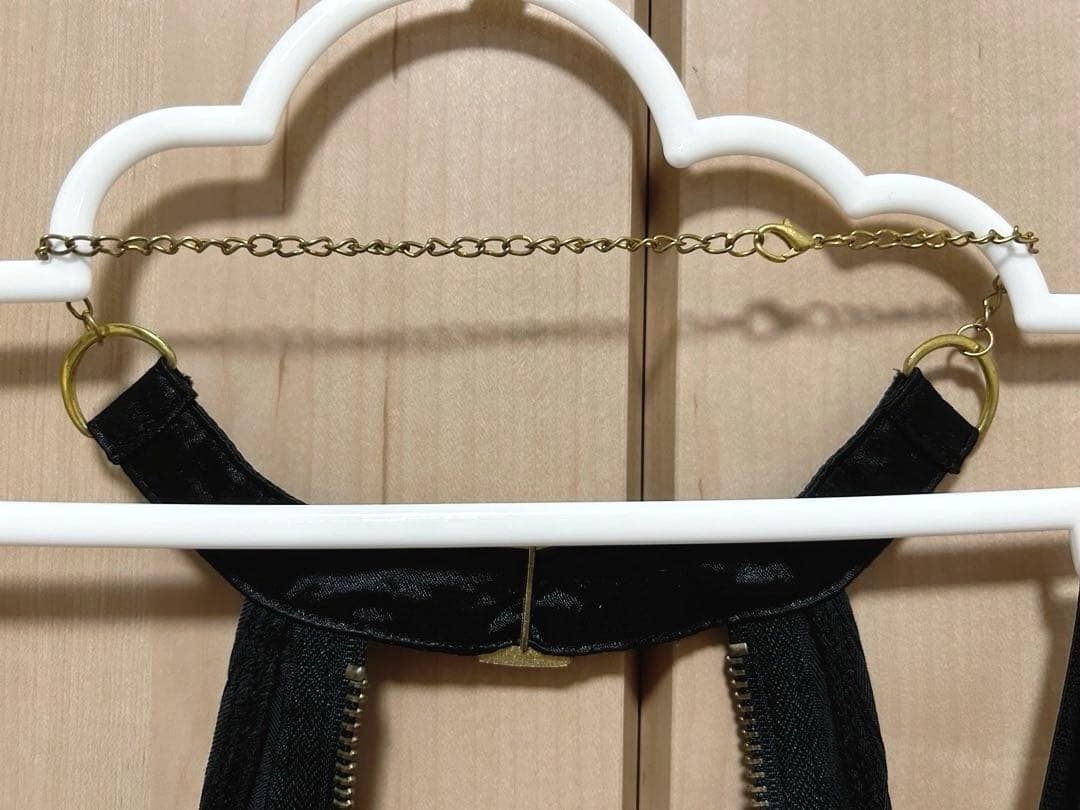 タグ有♡GOLDS♡ハートチャーム＆ダブルジップ♡チョーカー付トップス♡黒ピンク