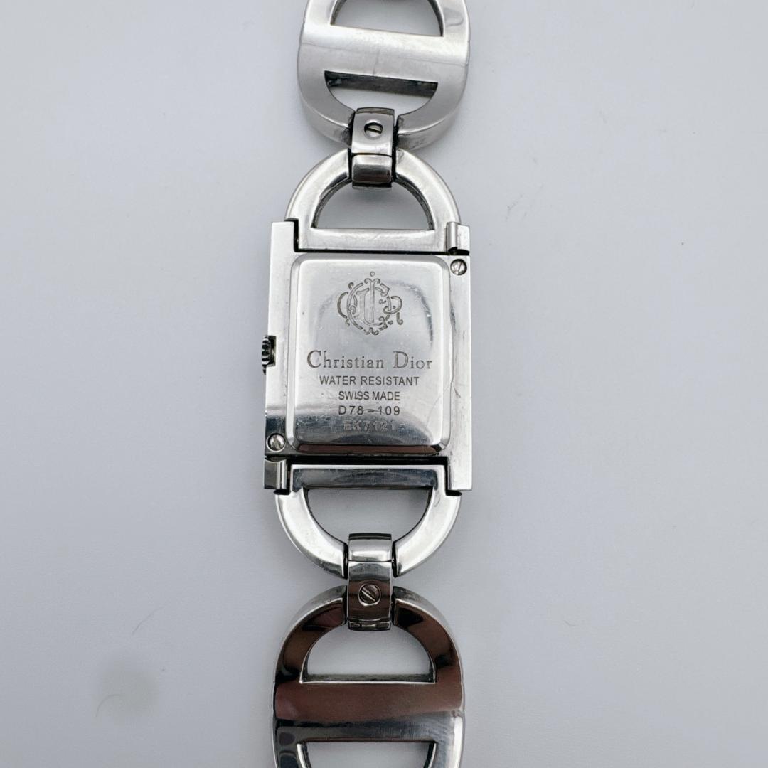 【美品】 DIOR マリス スクエア CDロゴブレス シルバー ブラック 腕時計