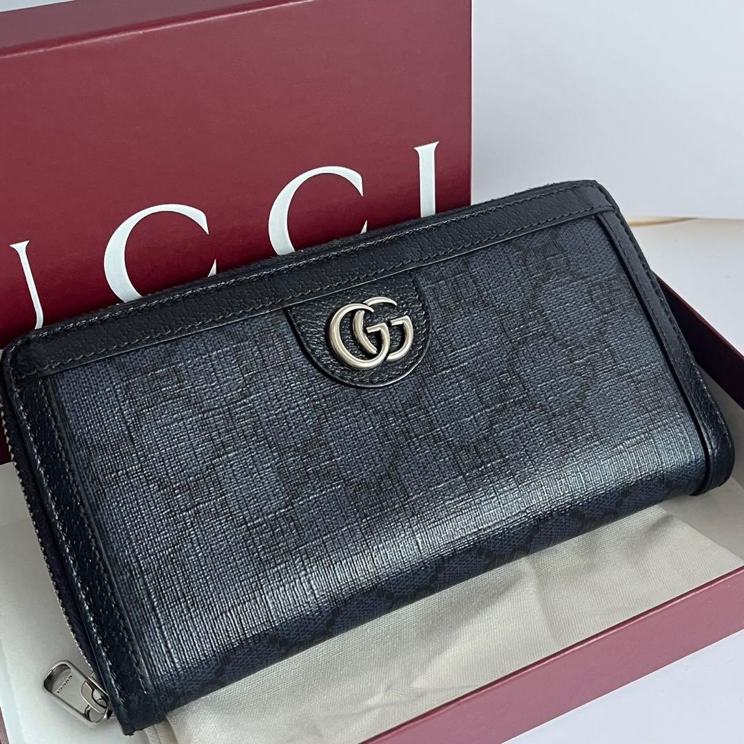未使用級✨　GUCCI グッチ　長財布　財布　ggマーモント　ネイビー　黒