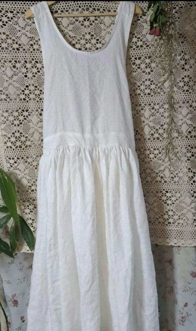 フレンチリネンギャザーたっぷりバッククロスロングエプロンドレス他おまとめ