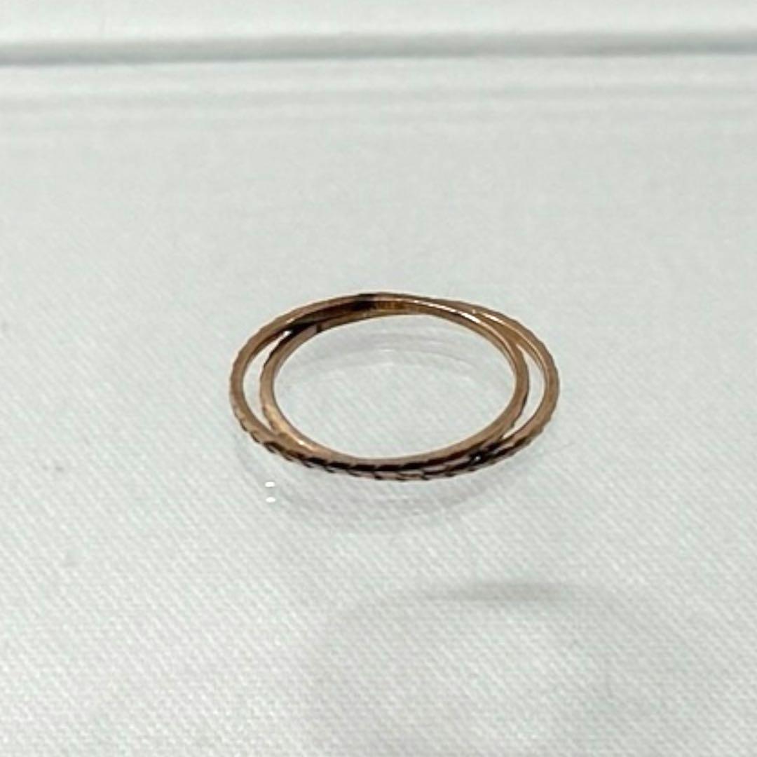 【新品未使用】K10 デザインリング 11号 0.91g 重ね付け 華奢リング