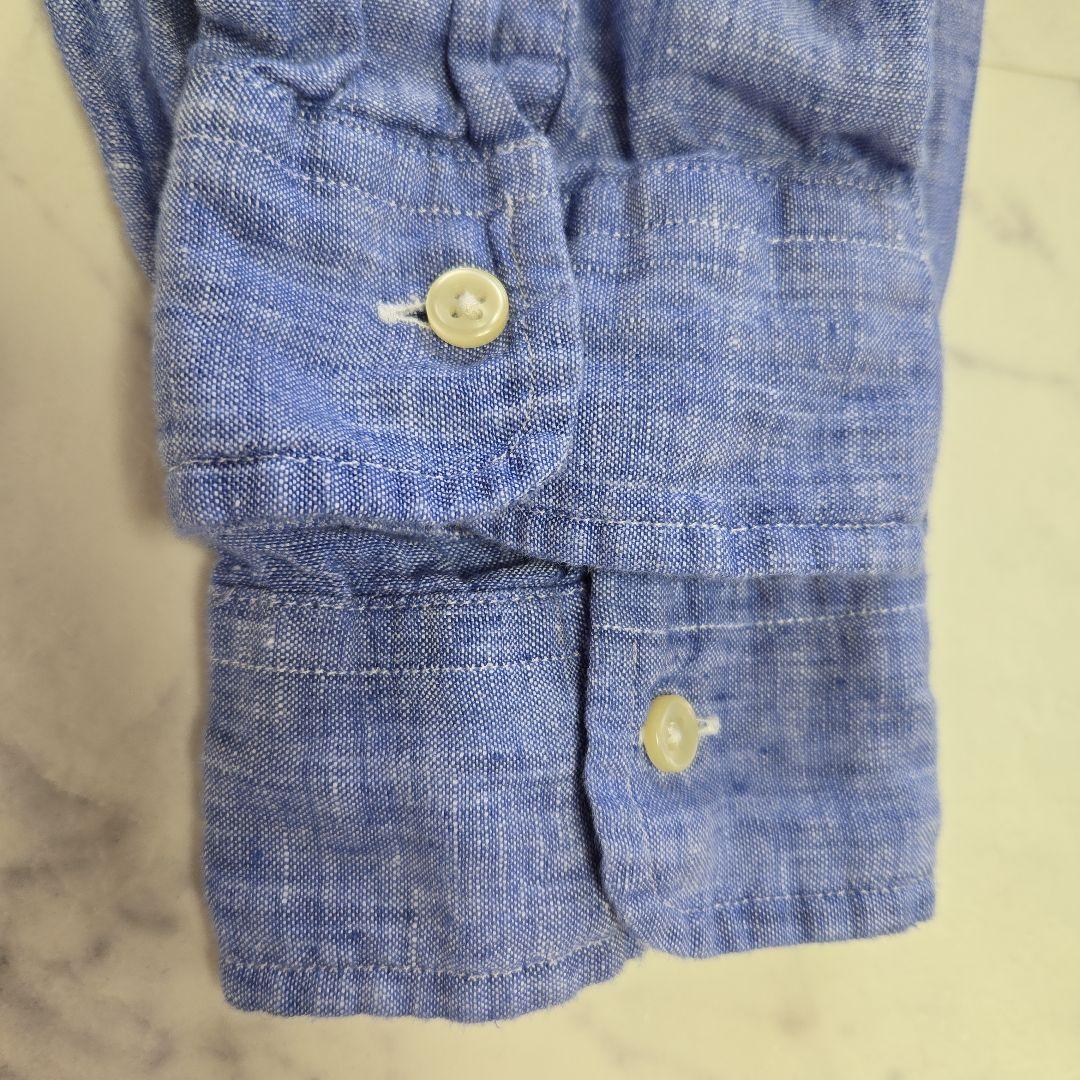 ポロラルフローレン 麻 リネン ブルーシャツ L(XL相当)