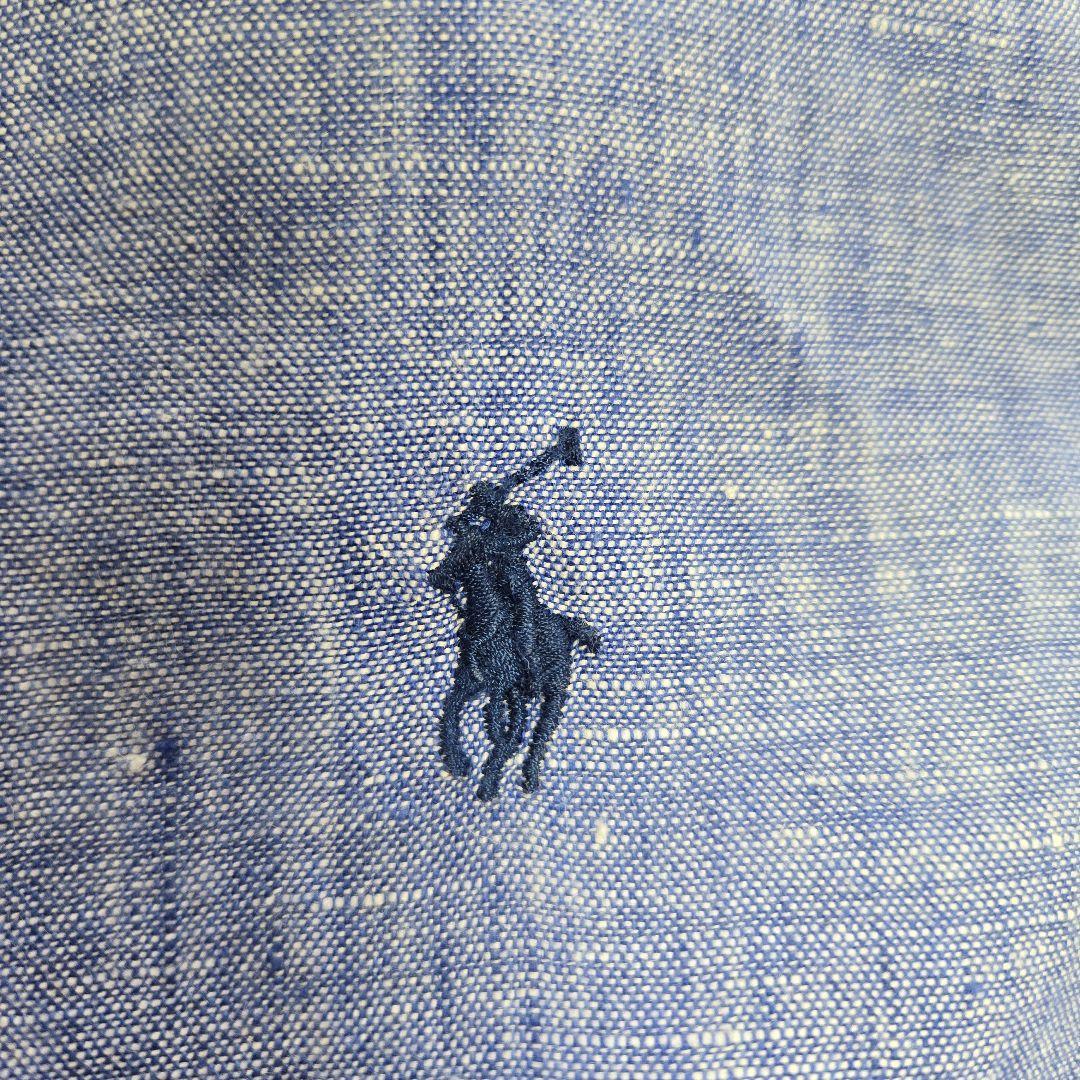 ポロラルフローレン 麻 リネン ブルーシャツ L(XL相当)