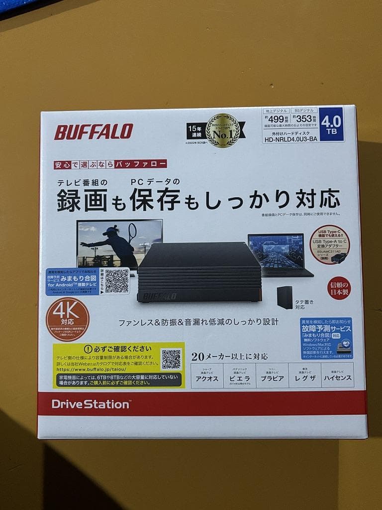 BUFFALO 外付HDD 4TB HD-NRLD4.0U3-BA