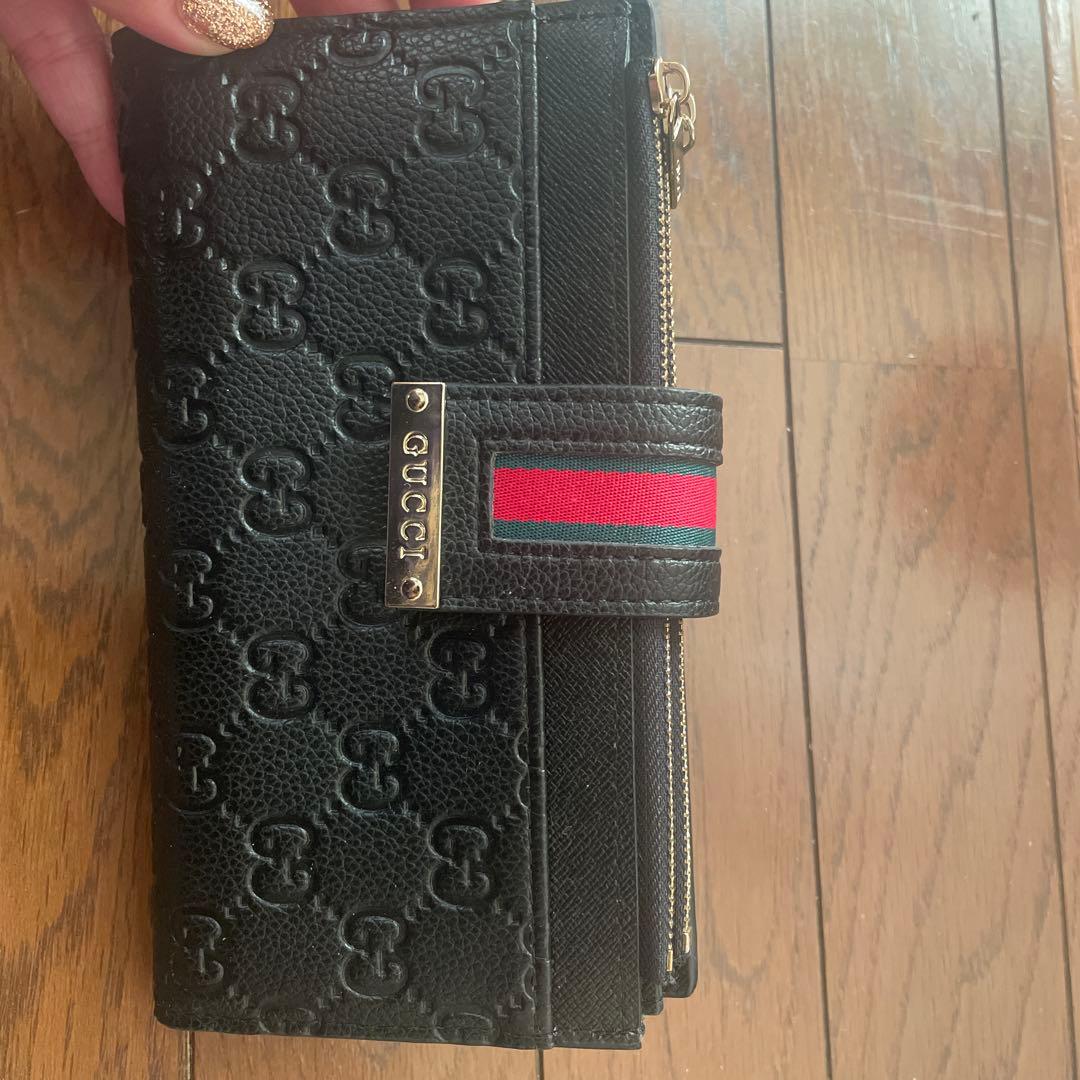 GUCCI ブラックレザー 長財布 GGパターン期間限定値下げ