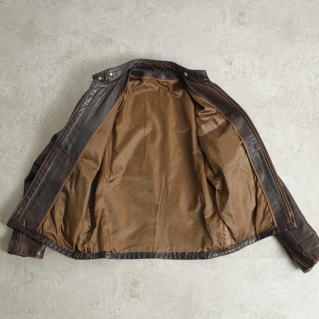 90年代 ショットレザーシングルライダースジャケット ダークブラウン ビンテージ