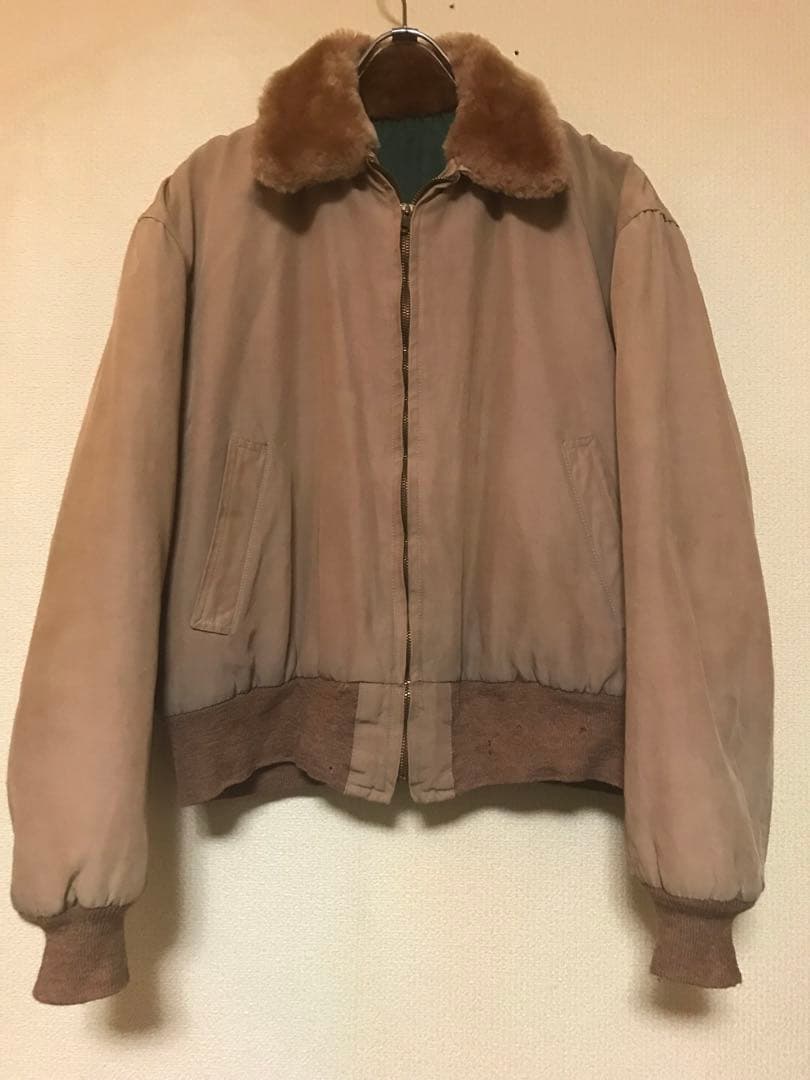 50s ボンバージャケット ナイロン ボアブルゾン ワーク ギャバジン 短丈