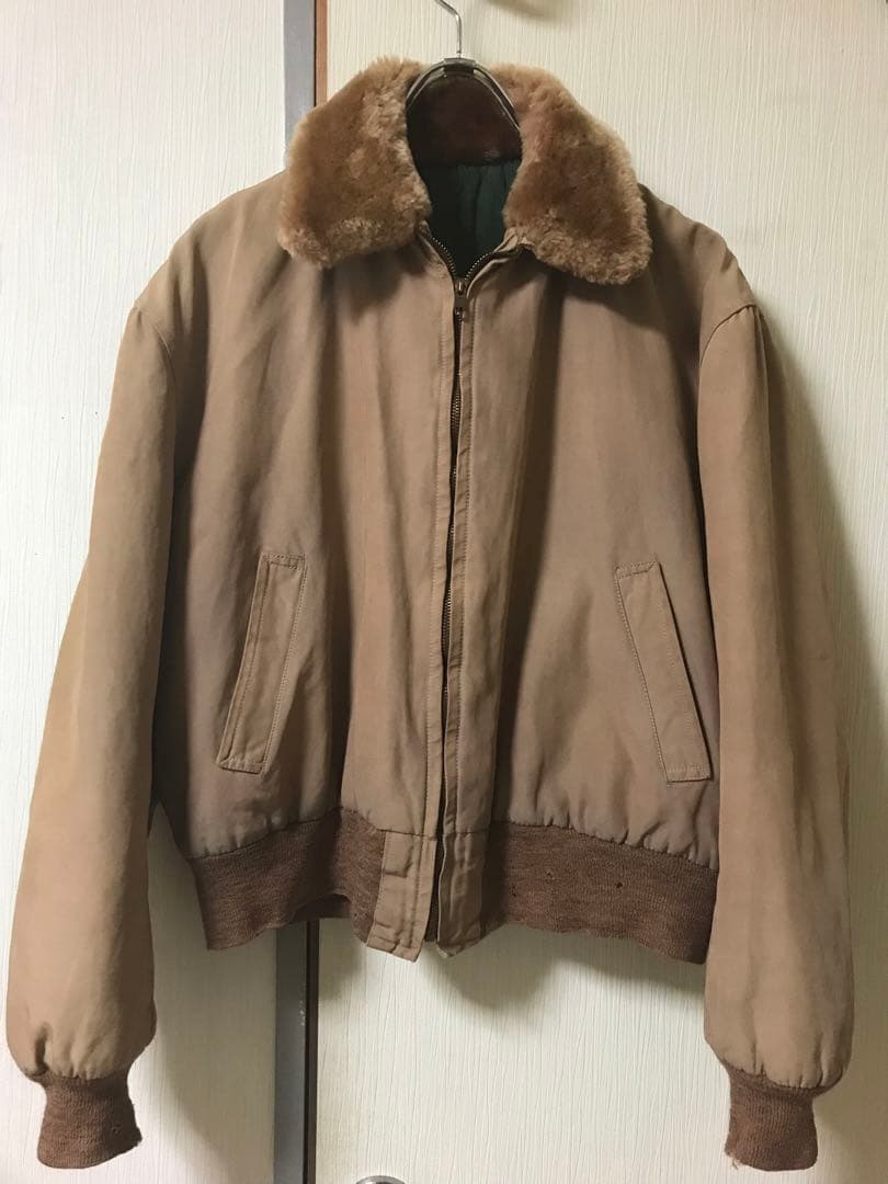 50s ボンバージャケット ナイロン ボアブルゾン ワーク ギャバジン 短丈