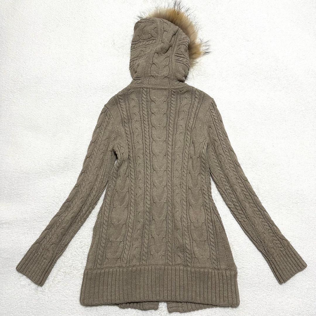 美品　バーバリーブルーレーベル　ダッフルコート　ニット　ケーブル　ラクーンファー