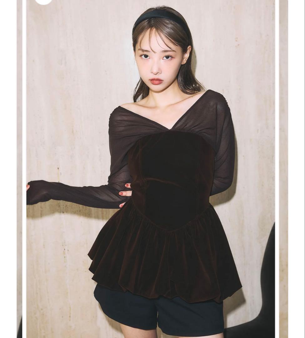 【タグ付き新品】poláura ベロアビスチェバルーントップス ブラウン