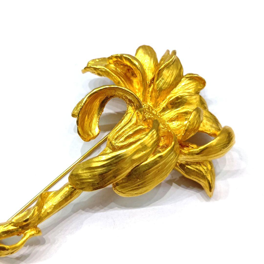 ◆KENZO◆ヴィンテージ フラワー ブローチ 大ぶり ゴールド系 保管品