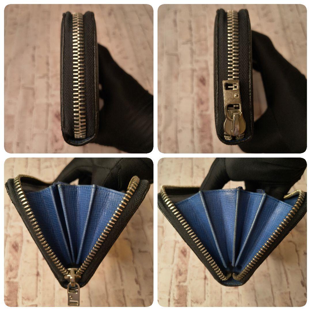 【希少／美品】フェンディ 長財布 ズッカ柄 FF ラウンド PVC レザー／黒A