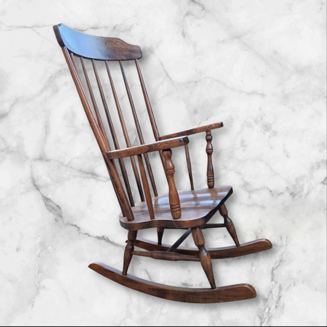 ②OGUNI ロッキングチェア 木製椅子 アームチェア ヴィンテージ 古家具