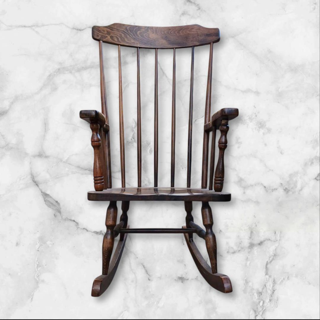 ②OGUNI ロッキングチェア 木製椅子 アームチェア ヴィンテージ 古家具