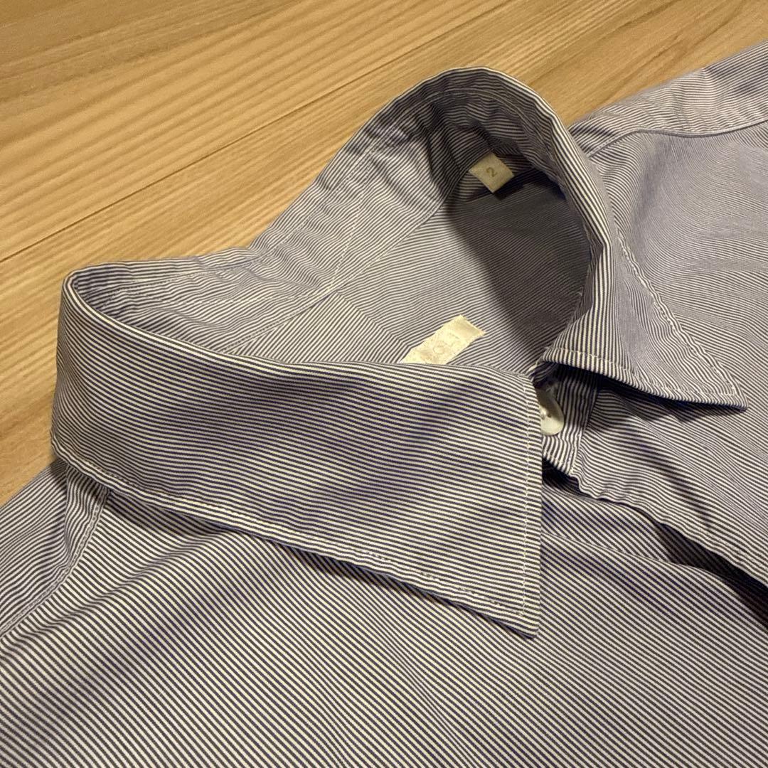 2021AW COMOLI コモリシャツ　ポプリン　ストライプ sax サイズ2