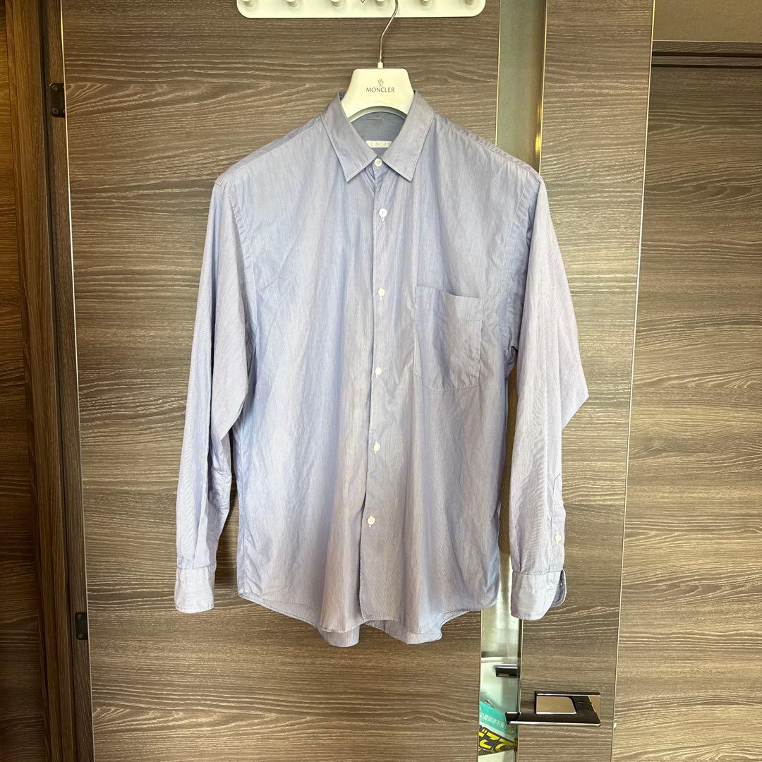 2021AW COMOLI コモリシャツ　ポプリン　ストライプ sax サイズ2