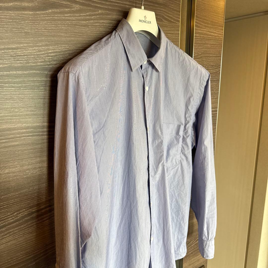 2021AW COMOLI コモリシャツ　ポプリン　ストライプ sax サイズ2