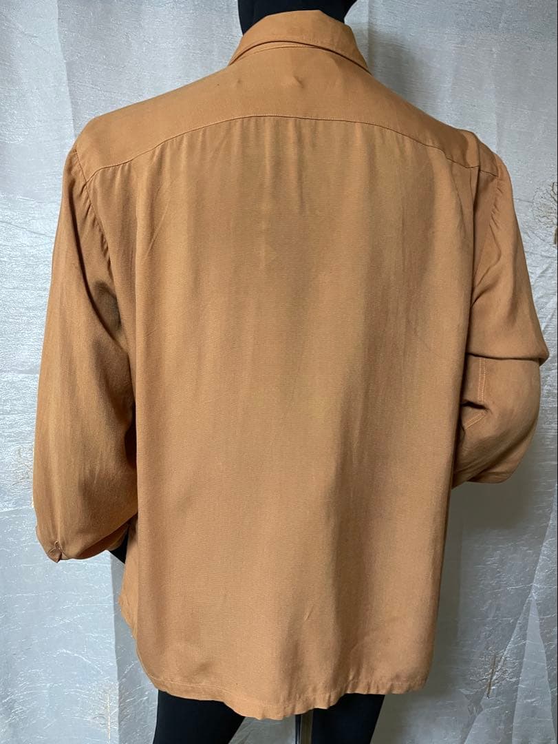 60's PILGRIM 刺繍タン開襟シャツ