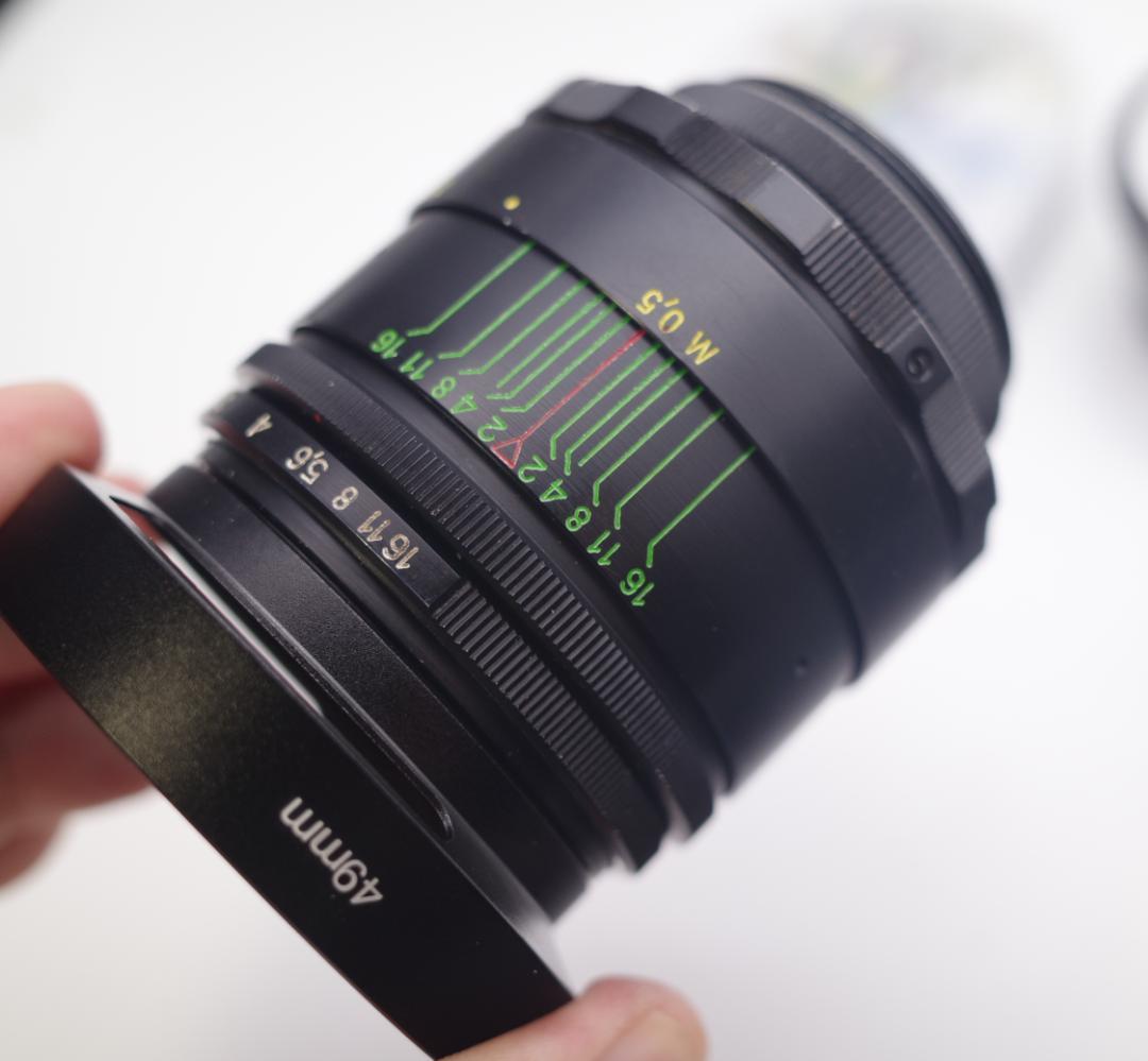 68 　美品　HELIOSヘリオス　44-2ぐるぐるボケレンズ メタル製フード付