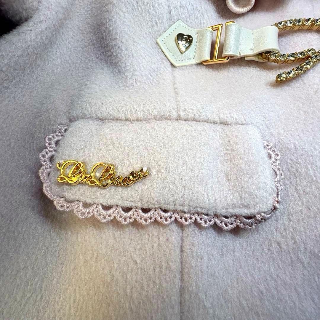 未使用級　LIZLISA ビジューリボンショートフードコートピンク フリーサイズ