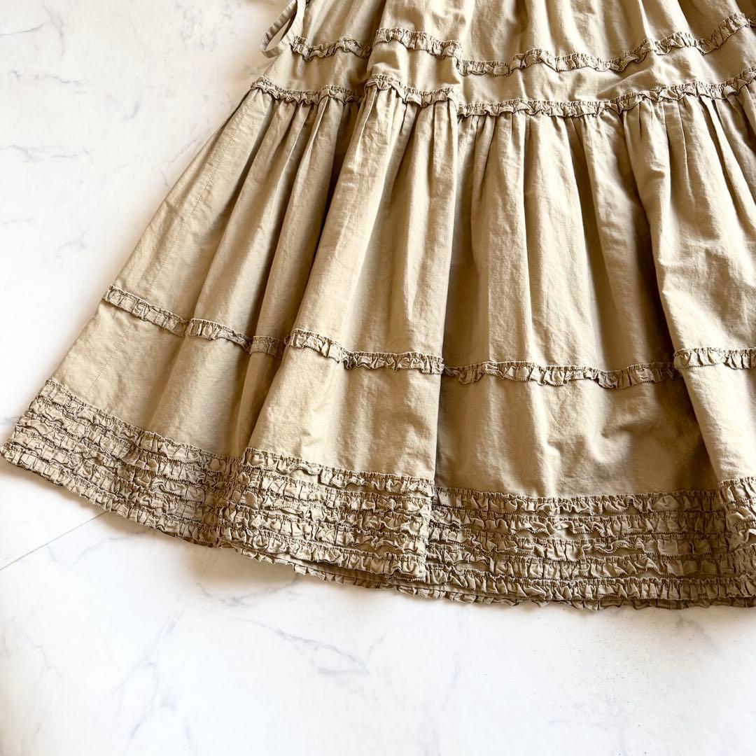 美品 ピンクハウス ティアードスカート マキシ丈 ピコフリル リボン ギャザー