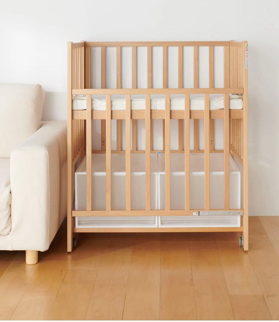 【美品】無印良品 ベビーベッド　【オーク材】