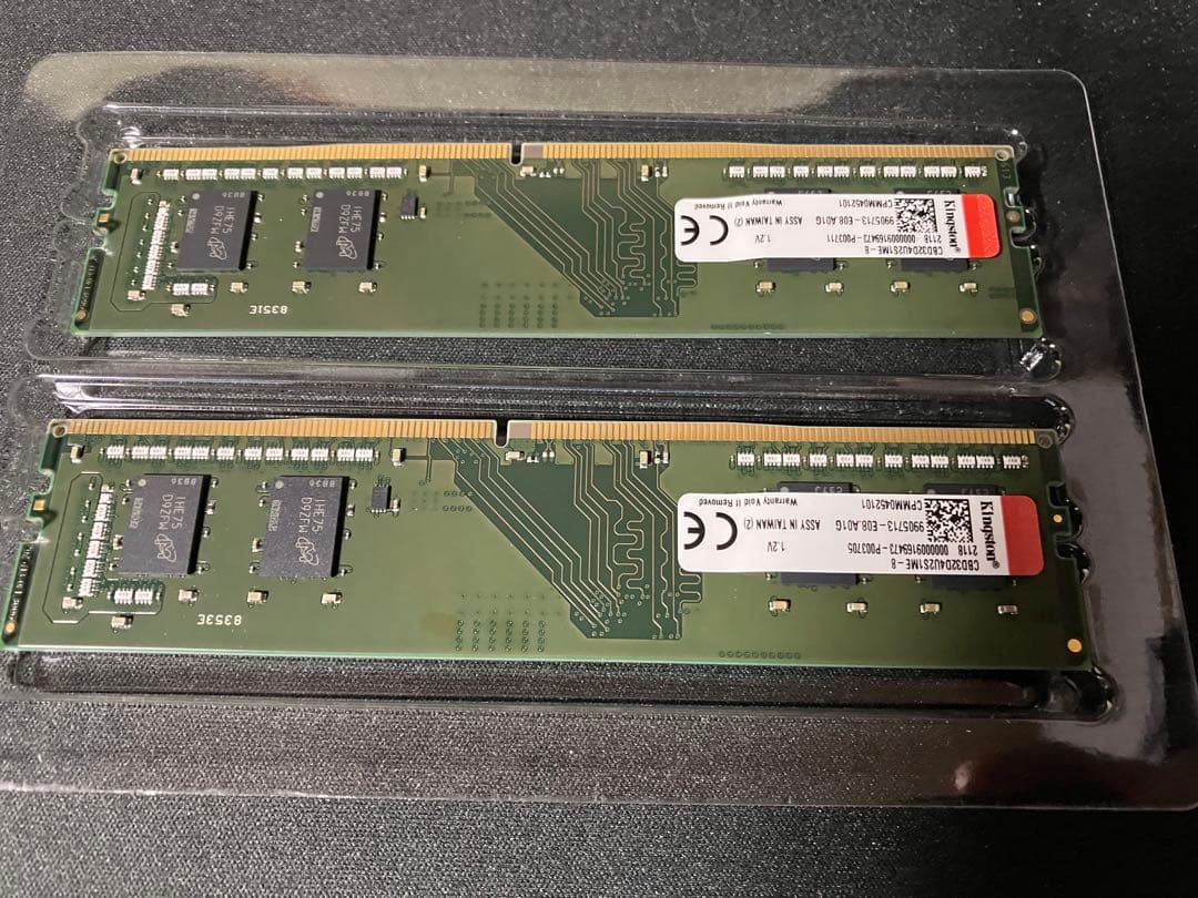 pc、メモリDDR-4、3200、8GB×2（デュアルチャンネル）計16GB