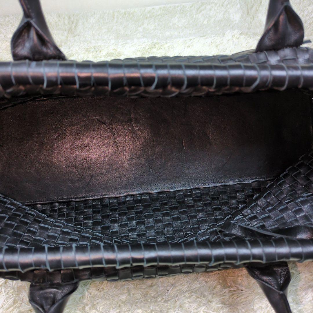 ファロルニ ボストンバッグ イントレチャート レザー ブラック