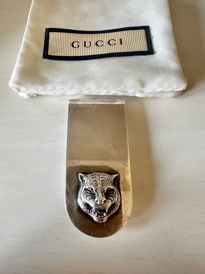 レア❗️グッチ GUCCI メンズ マネークリップ キャット ヘッド モチーフ