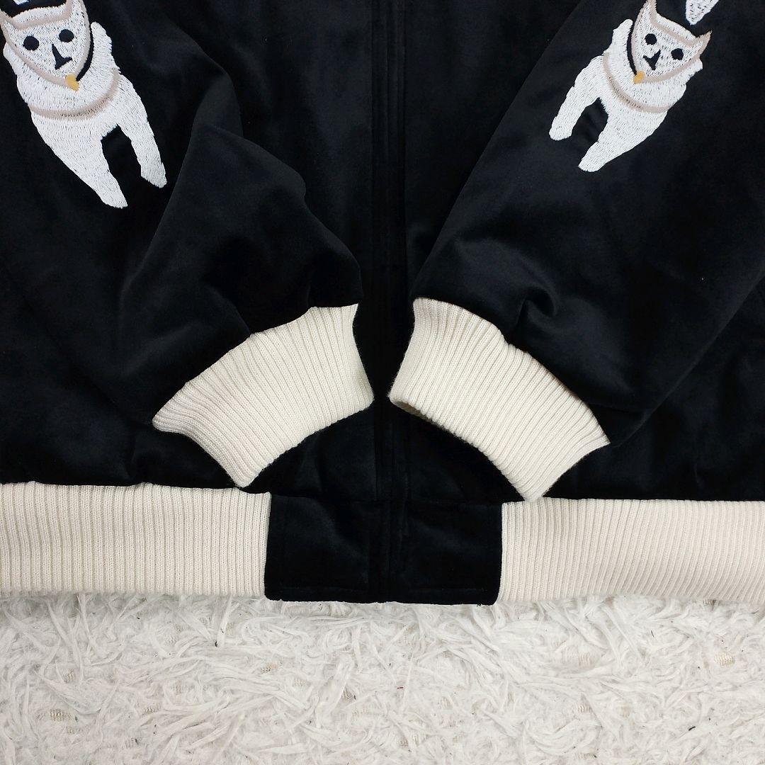 【希少】HOUSTON アラスカジャン L 黒 別珍 4点刺繍 ALASKA