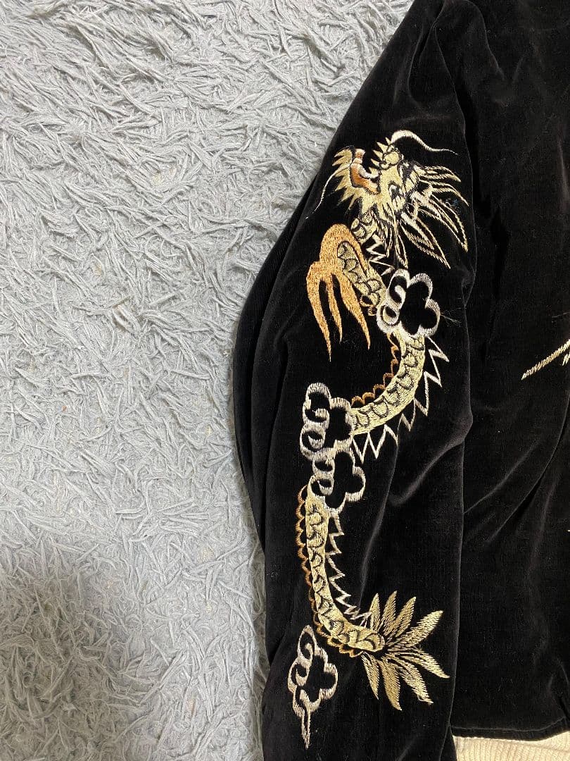 超スペシャル　５０ｓ　ヴィンテージ　スカジャン　中綿 黒 別珍 虎 鷲