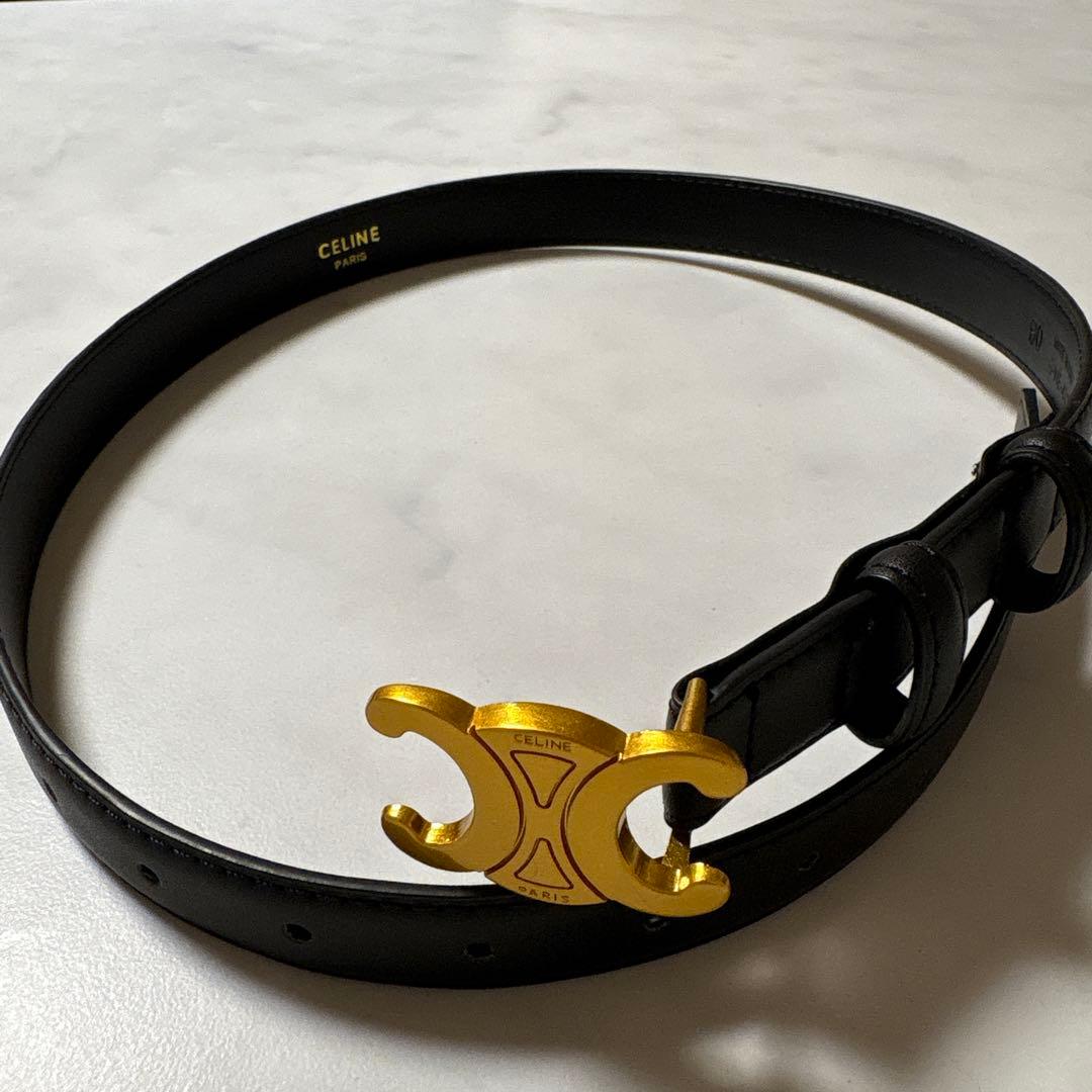 CELINE ブラックレザーベルト