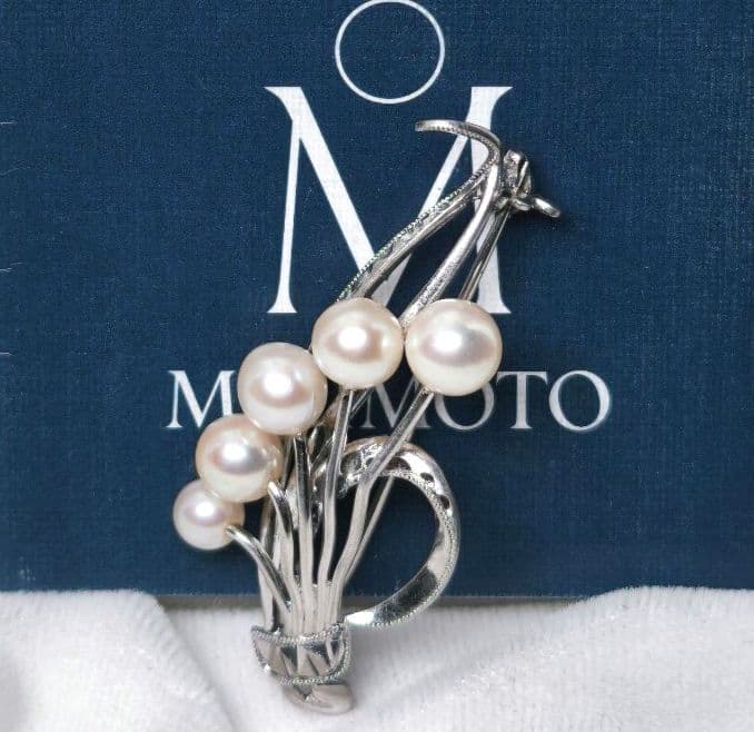 【美品 最高級】ミキモト ブローチ パール 花束 5珠 皇室御用達 正規品