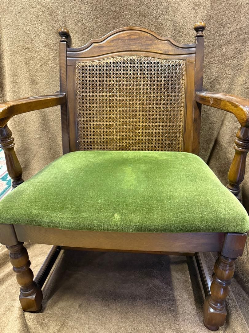 A1 オールドカリモク コロニアル チェア モケットグリーン karimoku